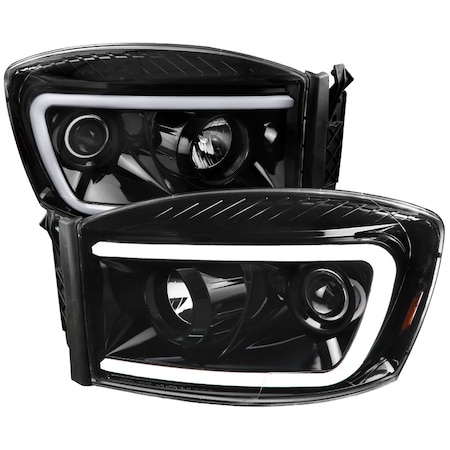 Spec-D Tuning Dodge Ram Led Bar Projector Head Lights 06-08 2LHP-RAM06BK-G2-TM